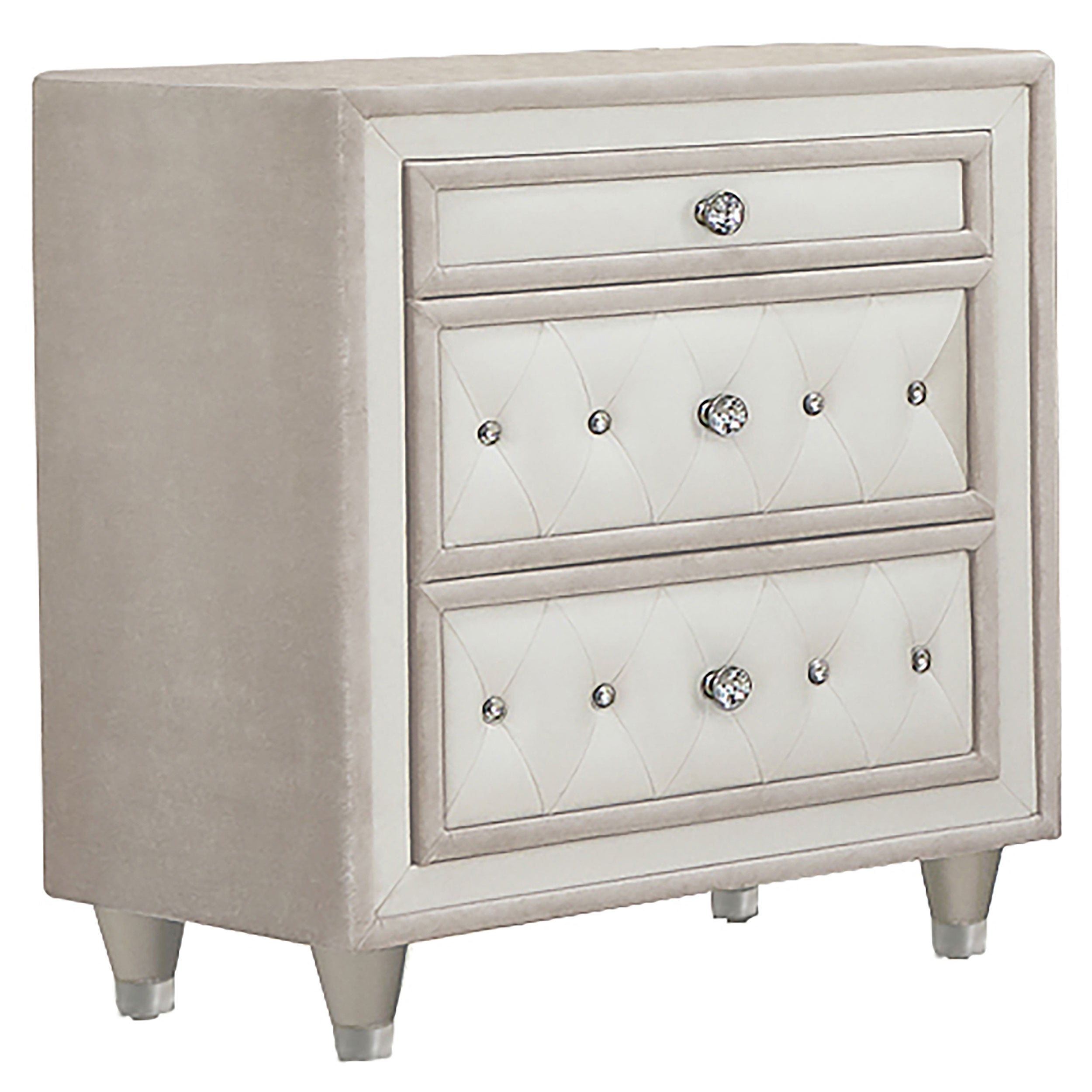 Coaster Antonella 3-drawer Upholstered Nightstand Ivory and Camel Default Title