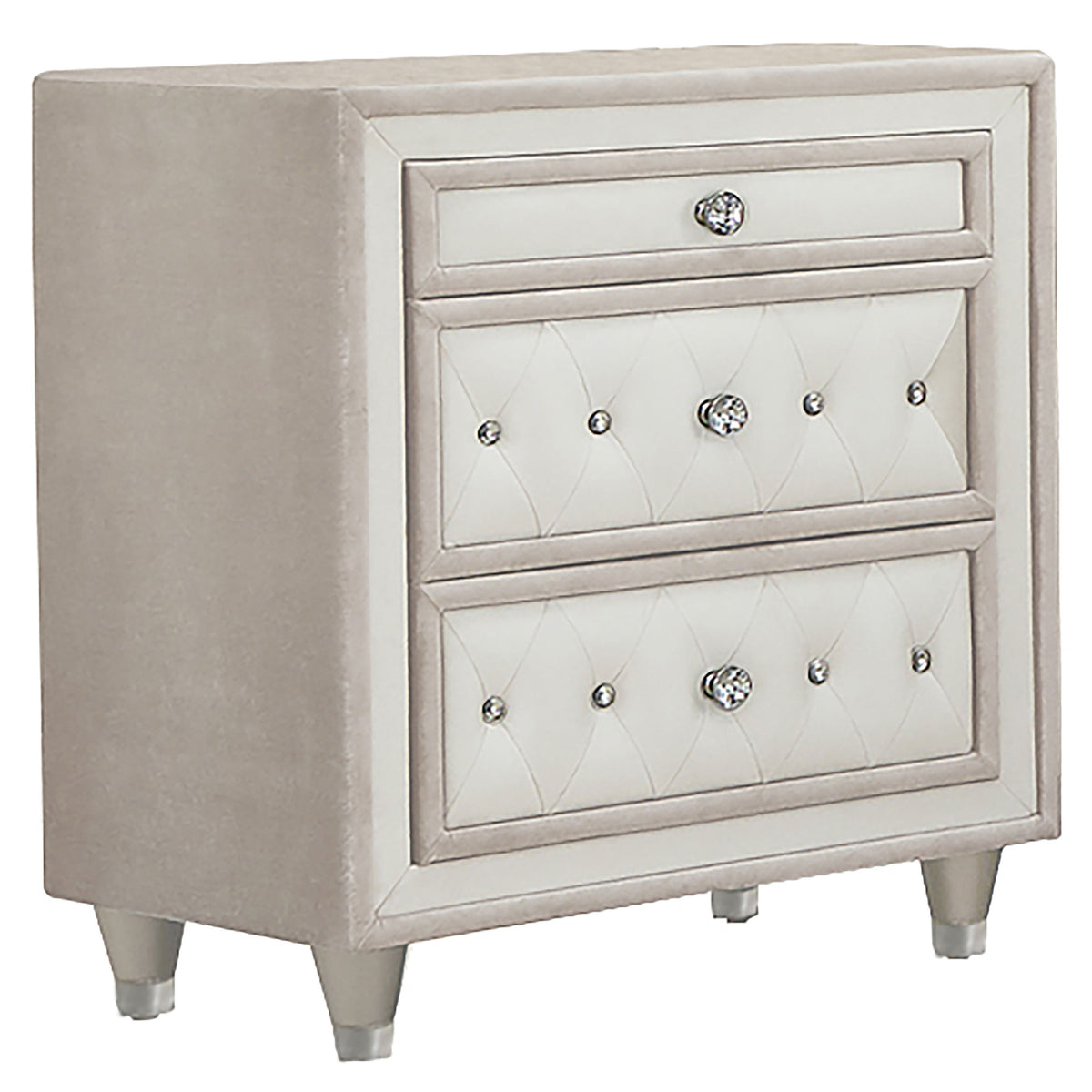 Coaster Antonella 3-drawer Upholstered Nightstand Ivory and Camel Default Title