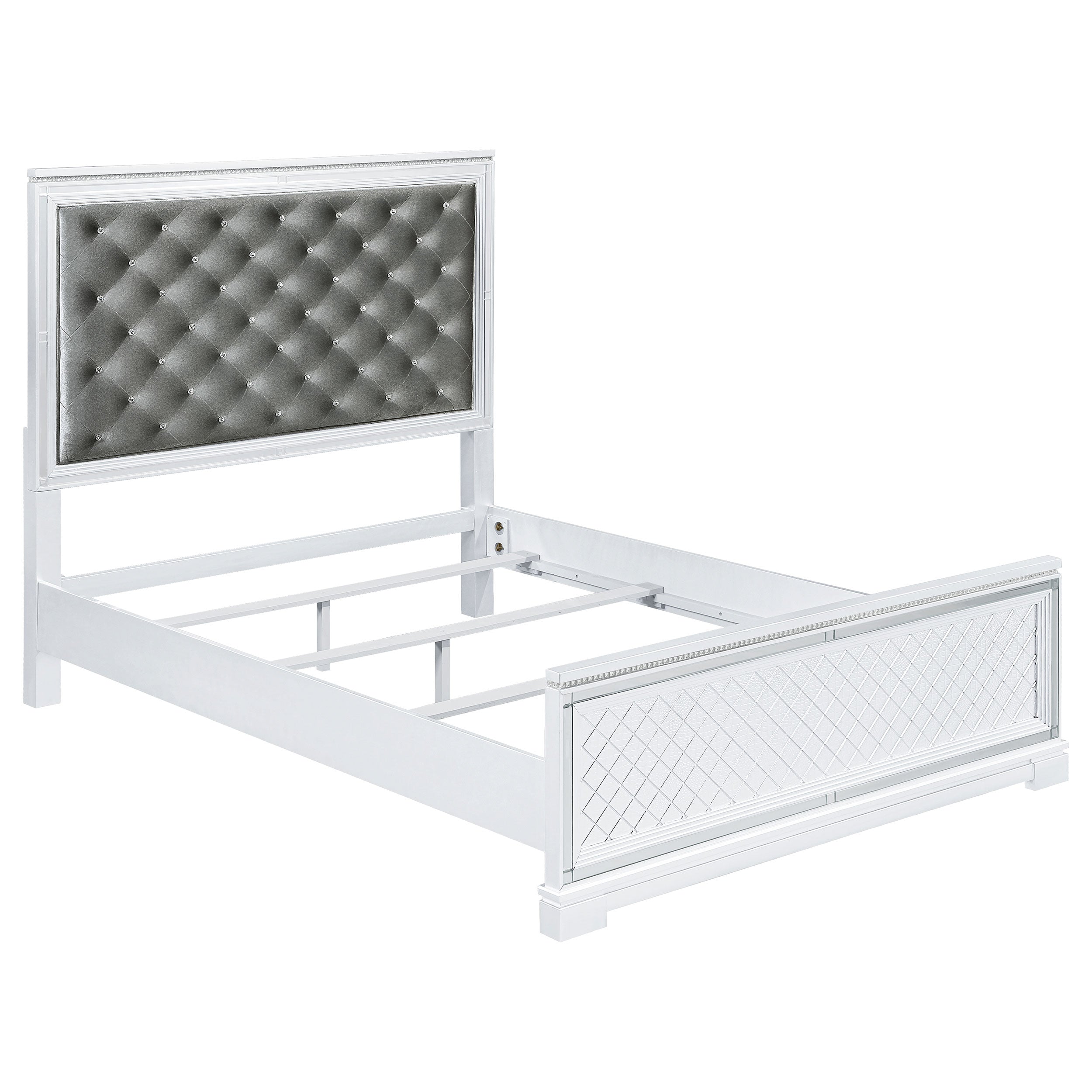 Coaster Eleanor Upholstered Tufted Bed White Cal King