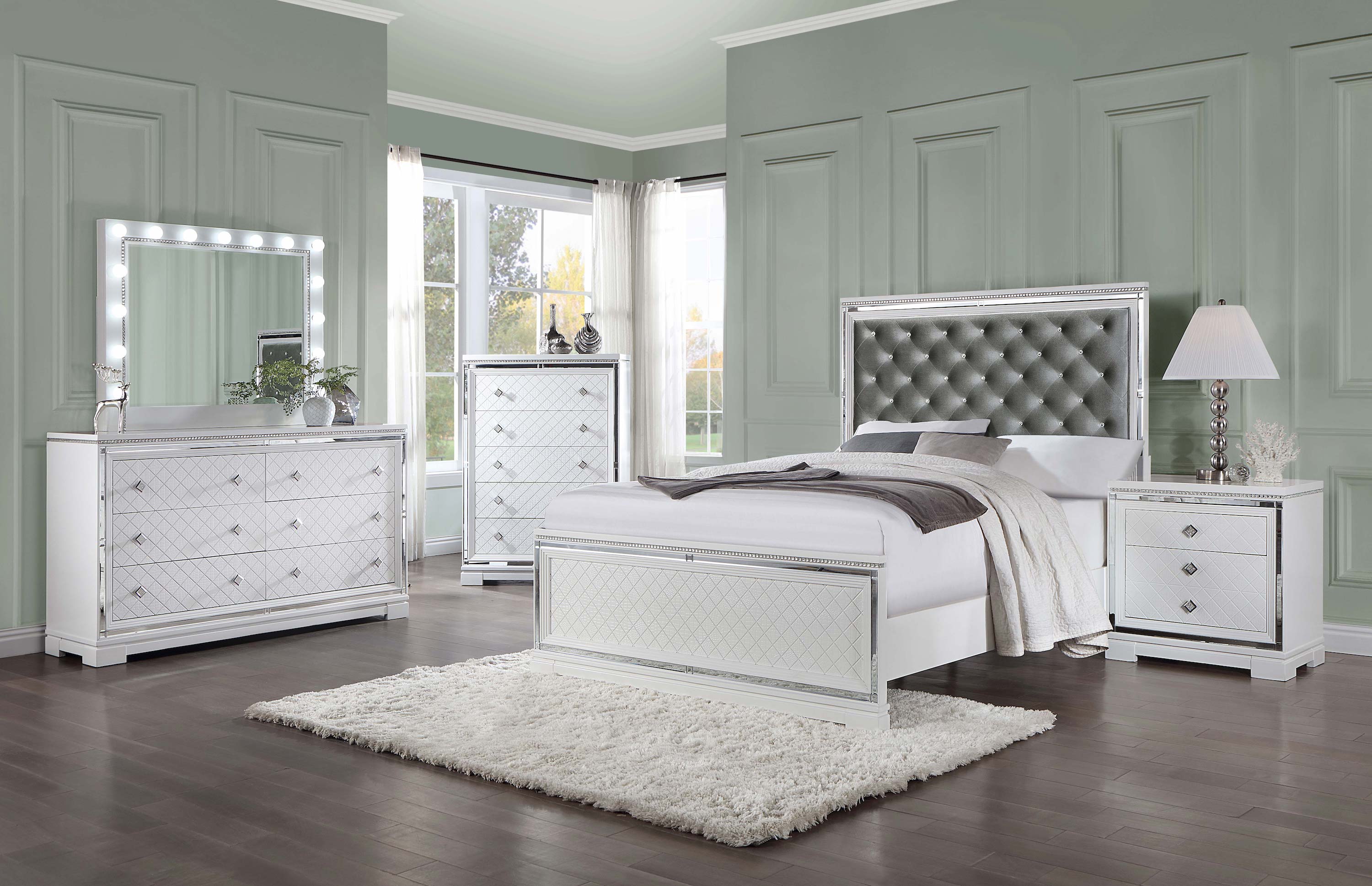 Coaster Eleanor Upholstered Tufted Bedroom Set White Set of 5