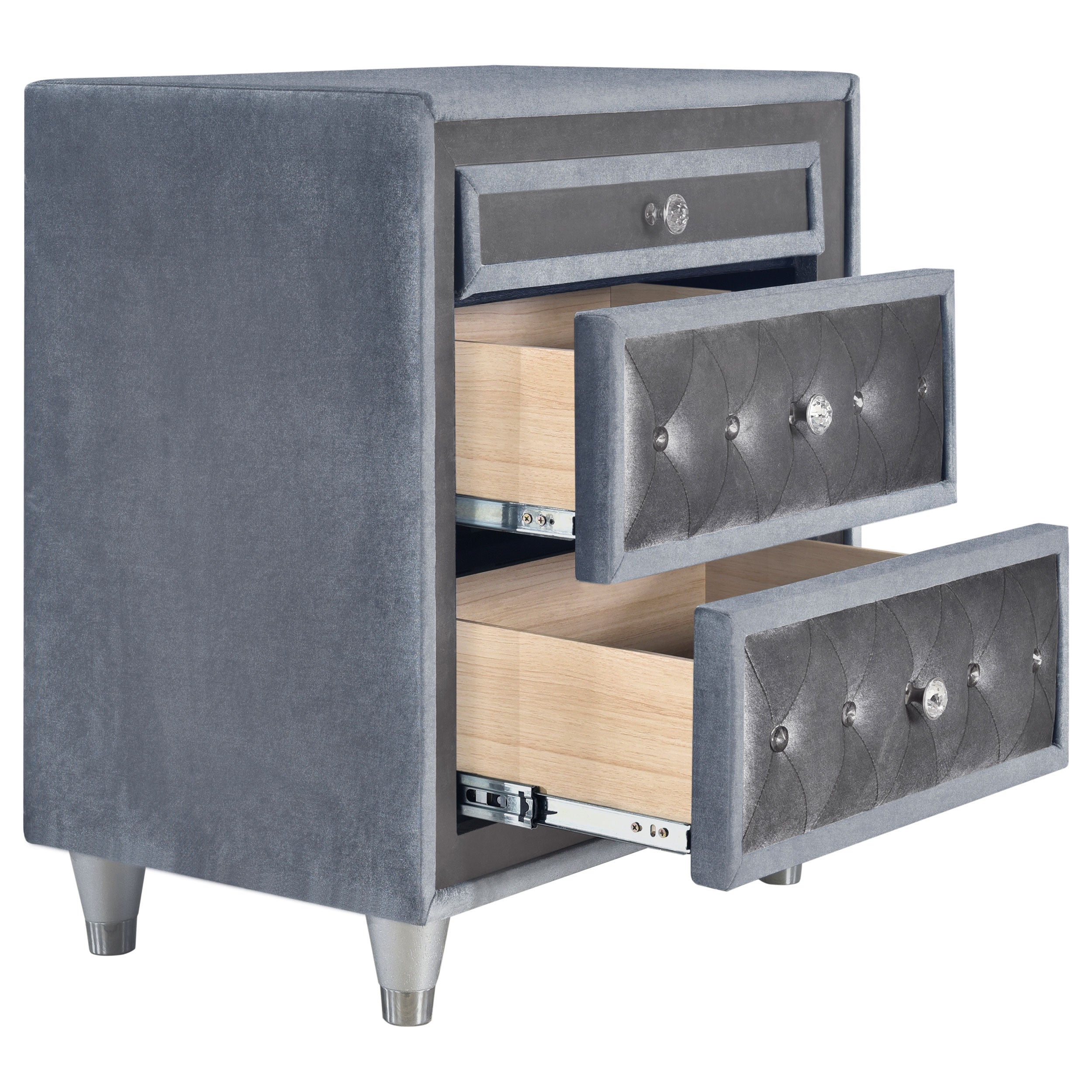 Coaster Antonella 3-drawer Upholstered Nightstand Grey Default Title