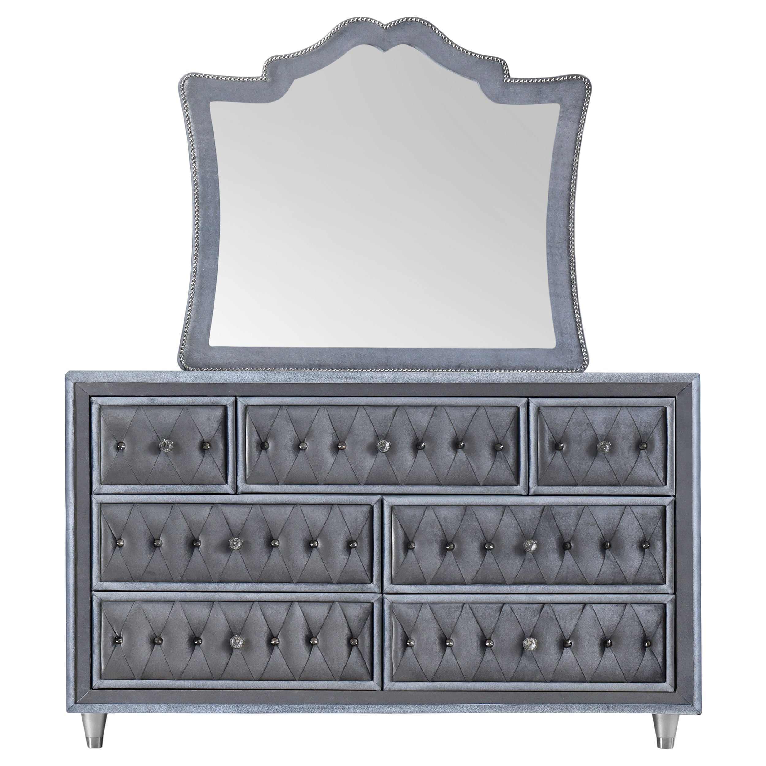 Coaster Antonella 7-drawer Upholstered Dresser with Mirror Grey No Mirror