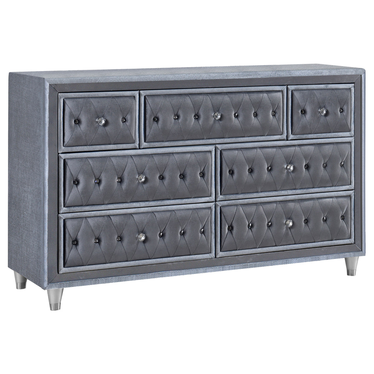 Coaster Antonella 7-drawer Upholstered Dresser with Mirror Grey No Mirror