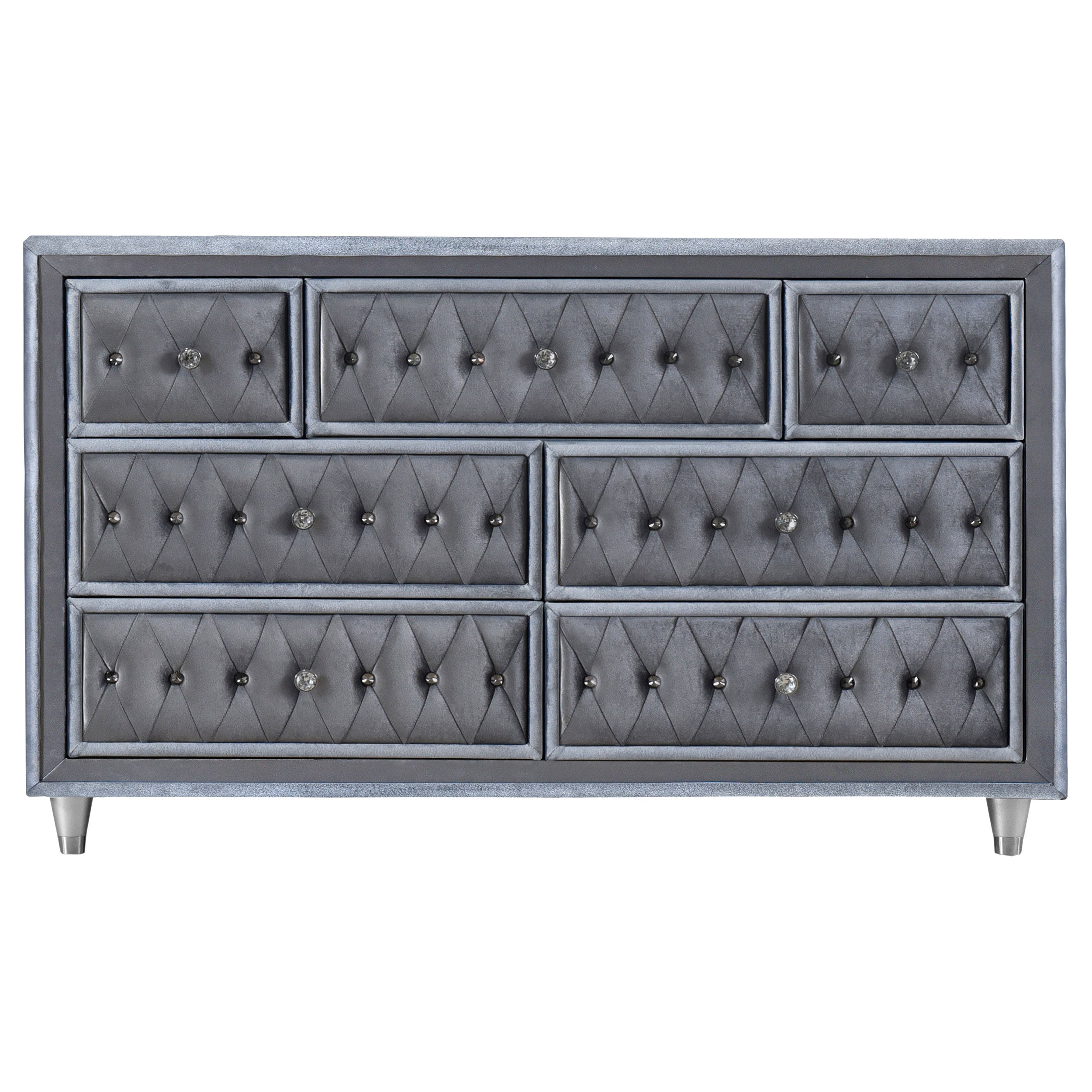 Coaster Antonella 7-drawer Upholstered Dresser with Mirror Grey No Mirror