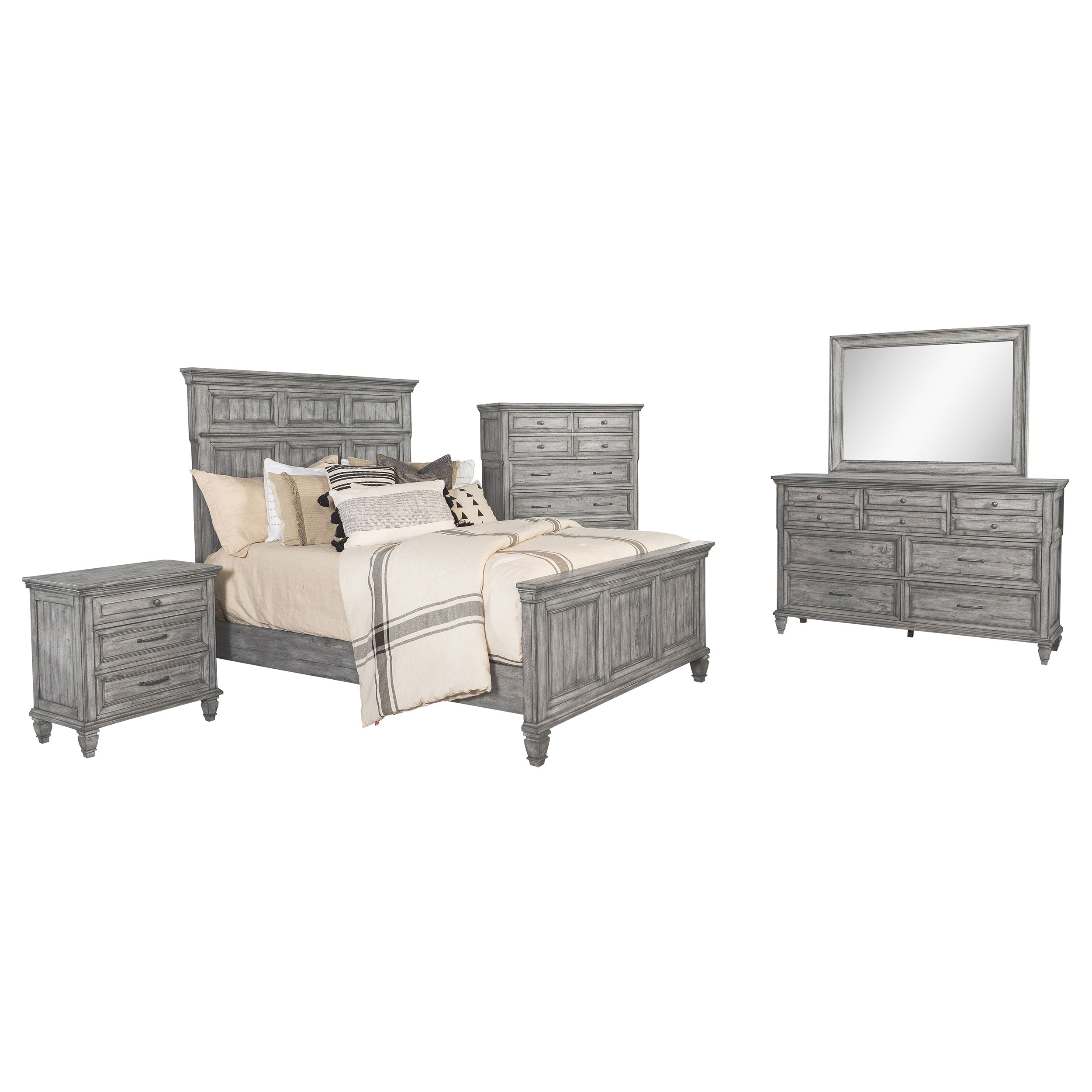 Coaster Avenue Panel Bedroom Set Grey Eastern King Set of 5