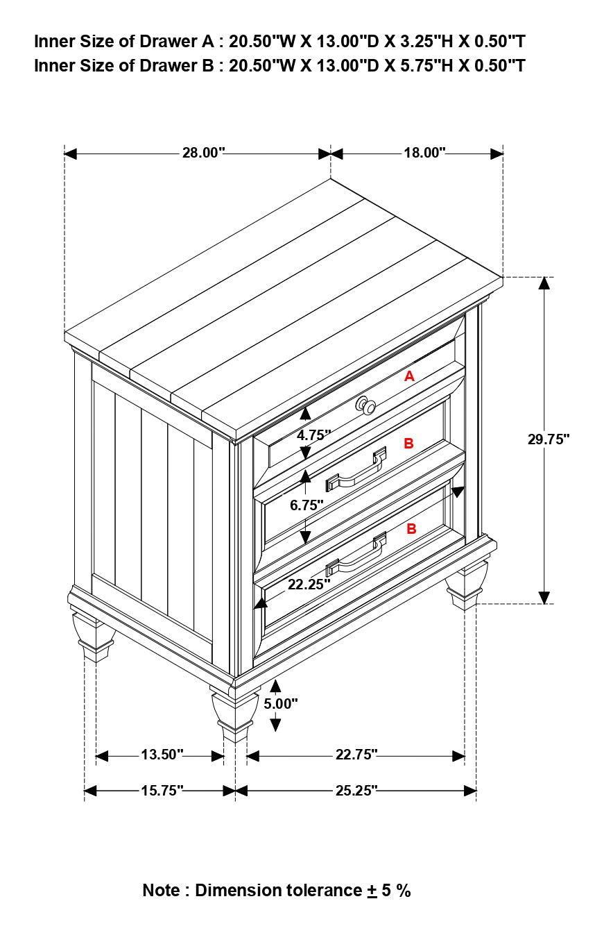 Coaster Avenue 3-drawer Rectangular Nightstand with Dual USB Ports Grey Default Title