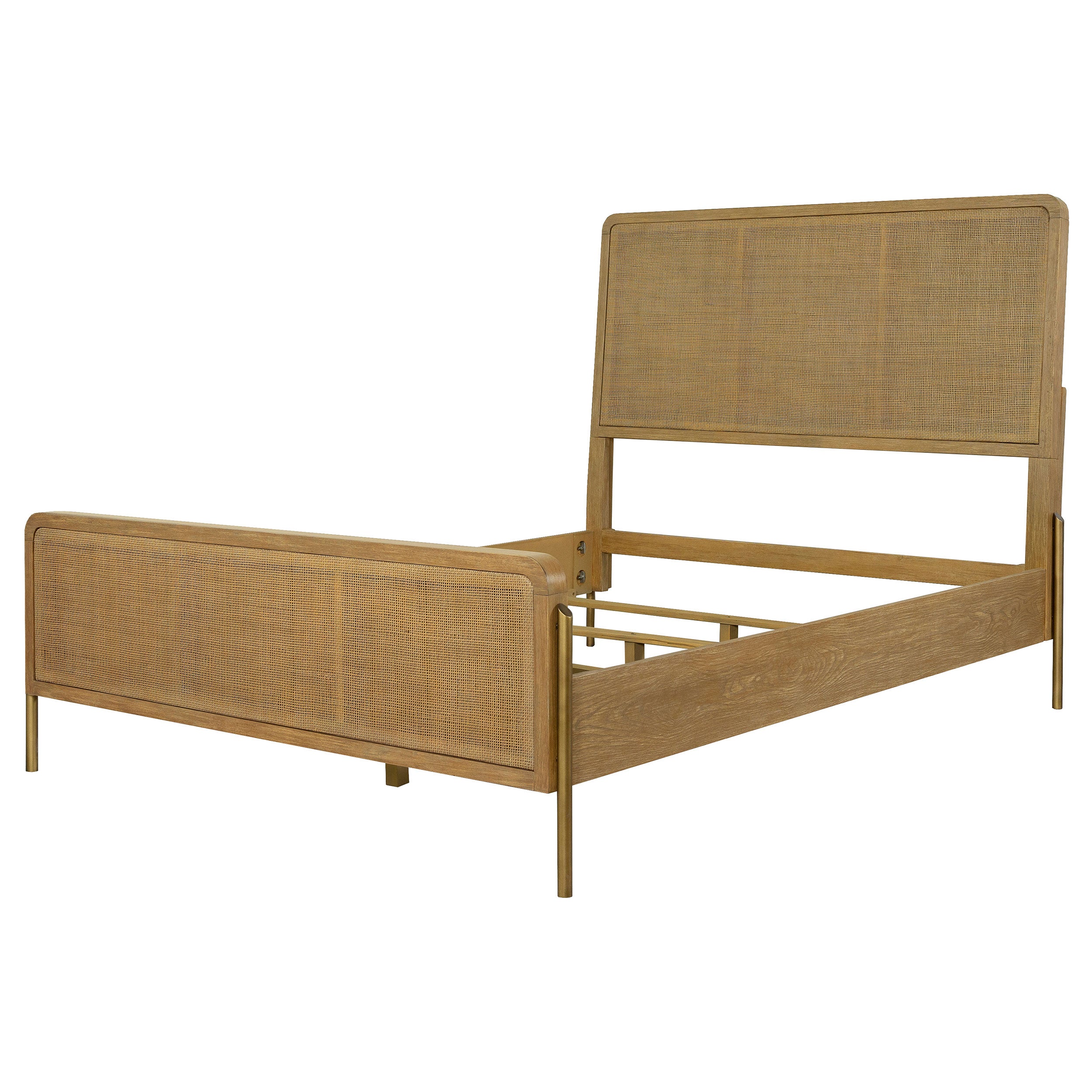 Coaster Arini Upholstered Panel Bed Sand Wash and Natural Cane King