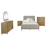 Coaster Arini Upholstered Bedroom Set Sand Wash and Grey Eastern King Set of 5