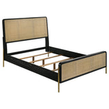 Coaster Arini Bed with Woven Rattan Headboard Black and Natural King