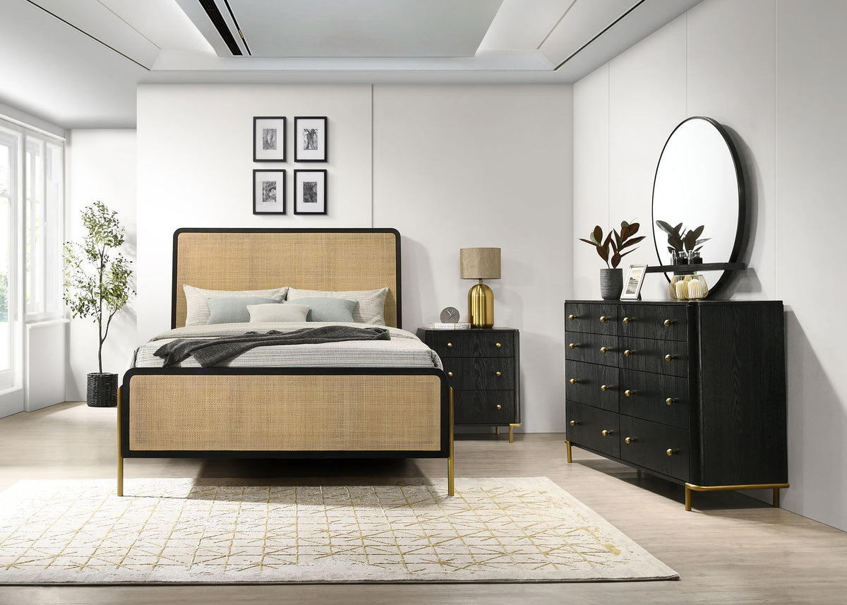 Coaster Arini Bedroom Set Black and Natural Queen Set of 4