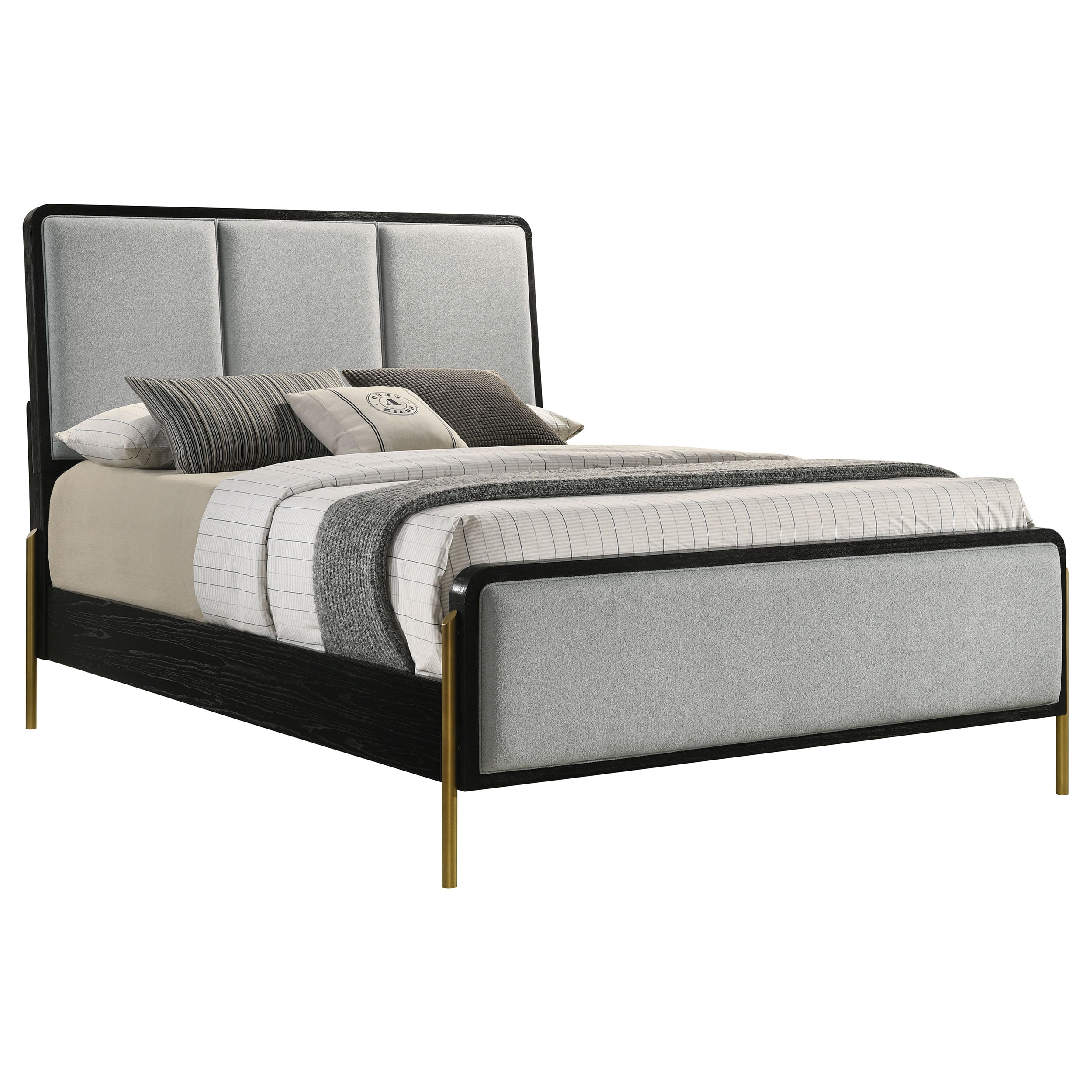 Coaster Arini Bed with Upholstered Headboard Black and Grey King