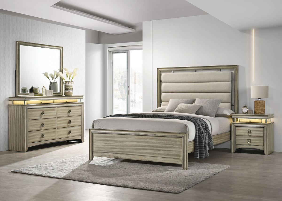 Coaster Giselle Panel Bedroom Set Rustic Beige Eastern King Set of 4