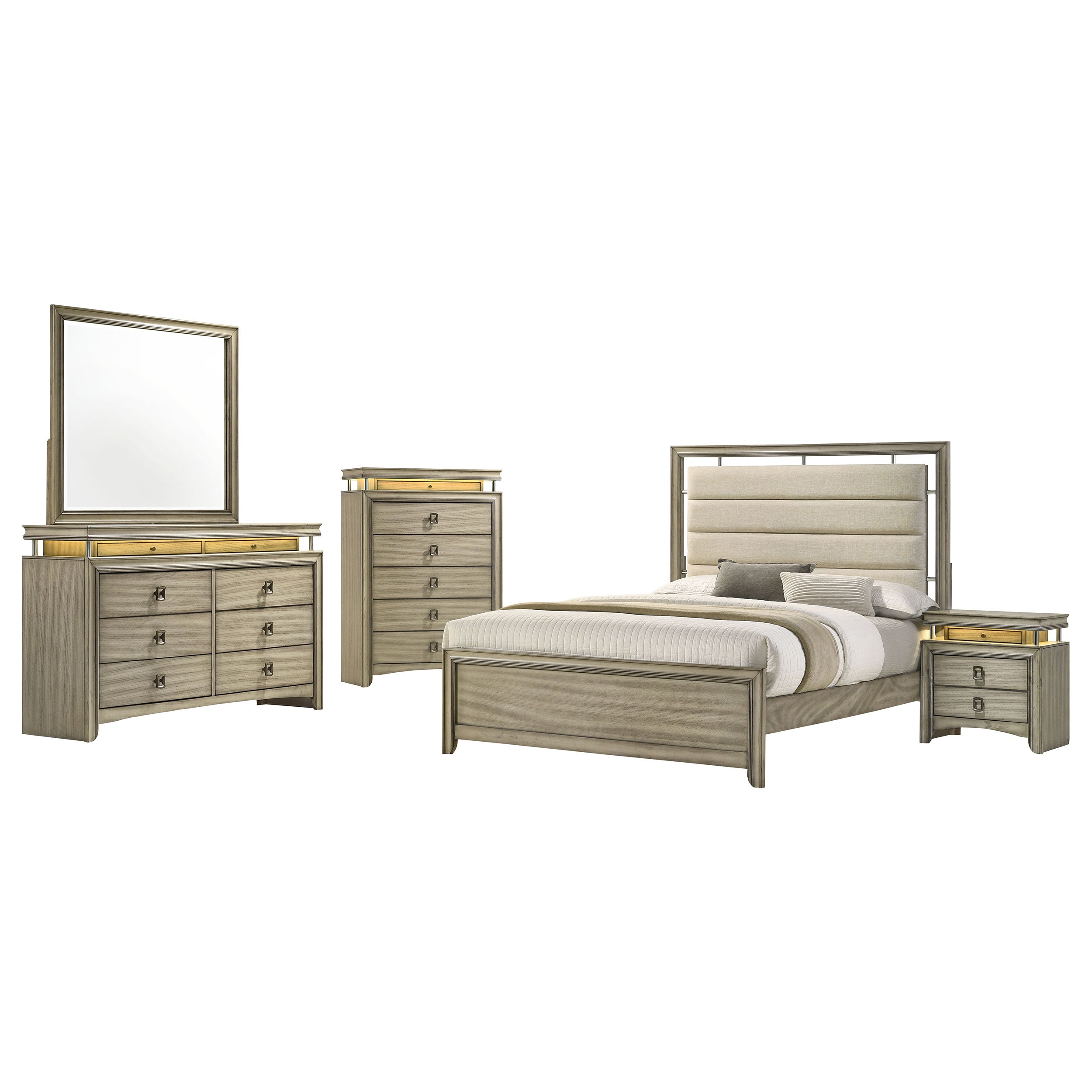 Coaster Giselle Panel Bedroom Set Rustic Beige Cal King Set of 5