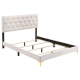 Coaster Kendall Tufted Upholstered Panel Bed White Eastern King