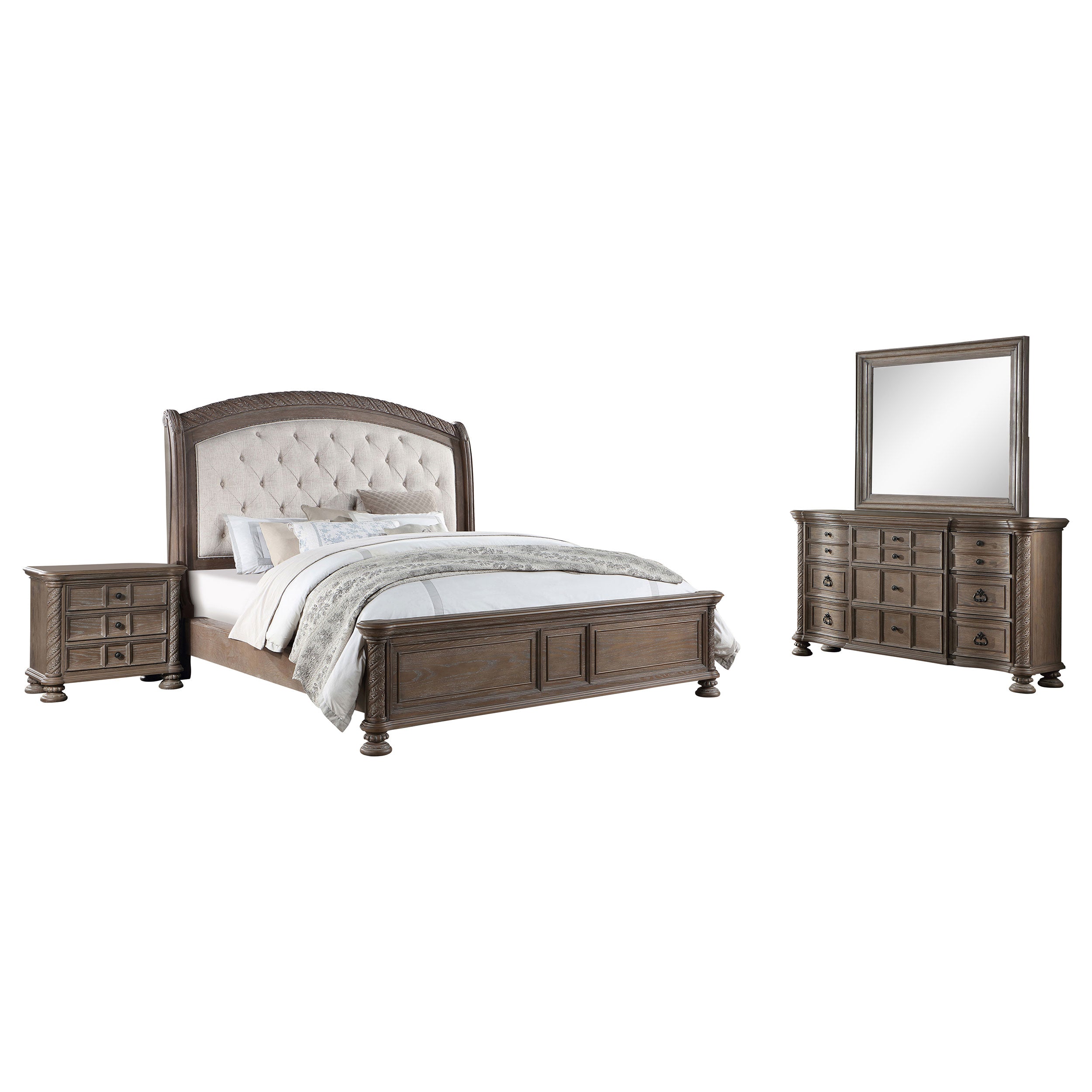 Coaster Emmett Bedroom Set Walnut and Beige Eastern King Set of 4