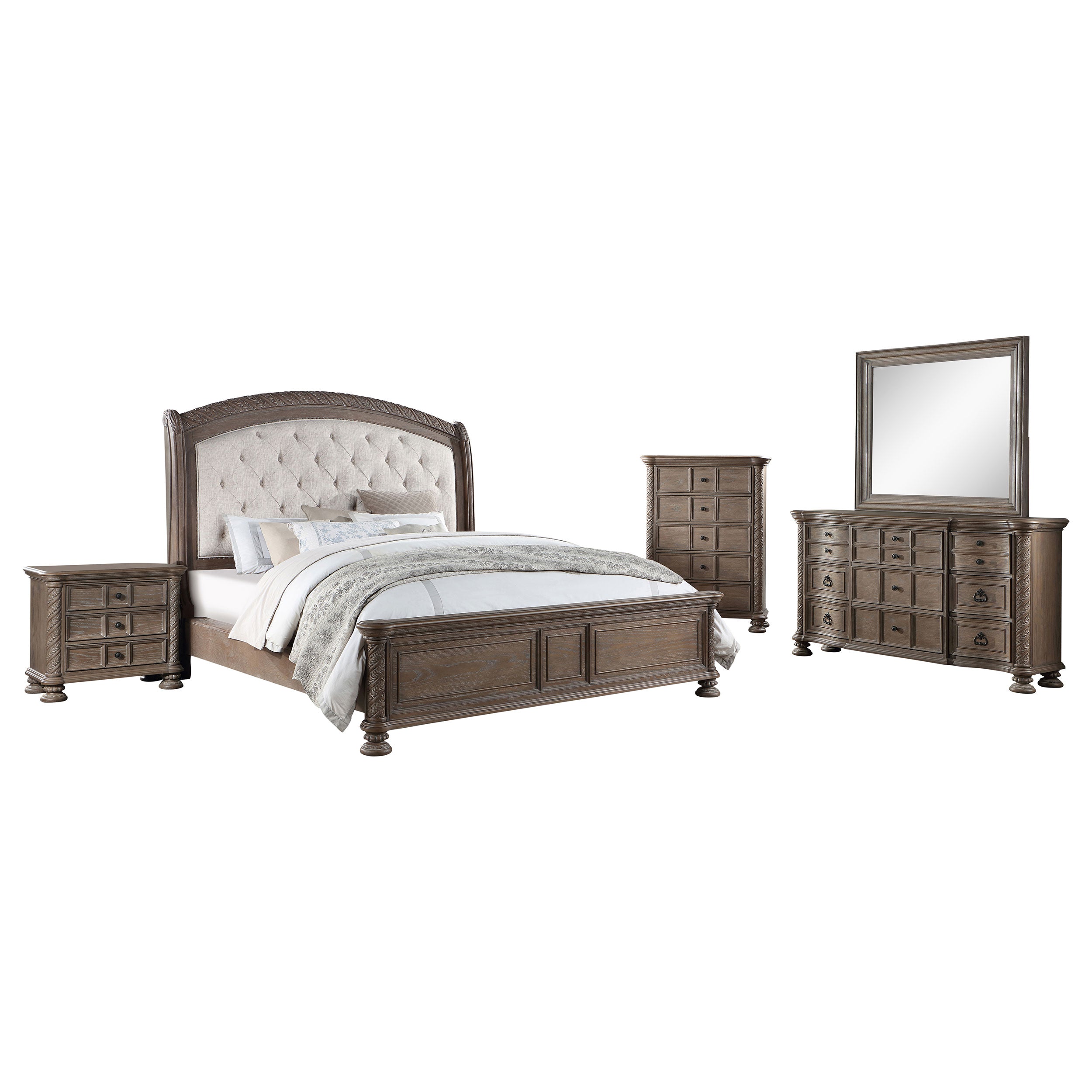 Coaster Emmett Bedroom Set Walnut and Beige Eastern King Set of 5