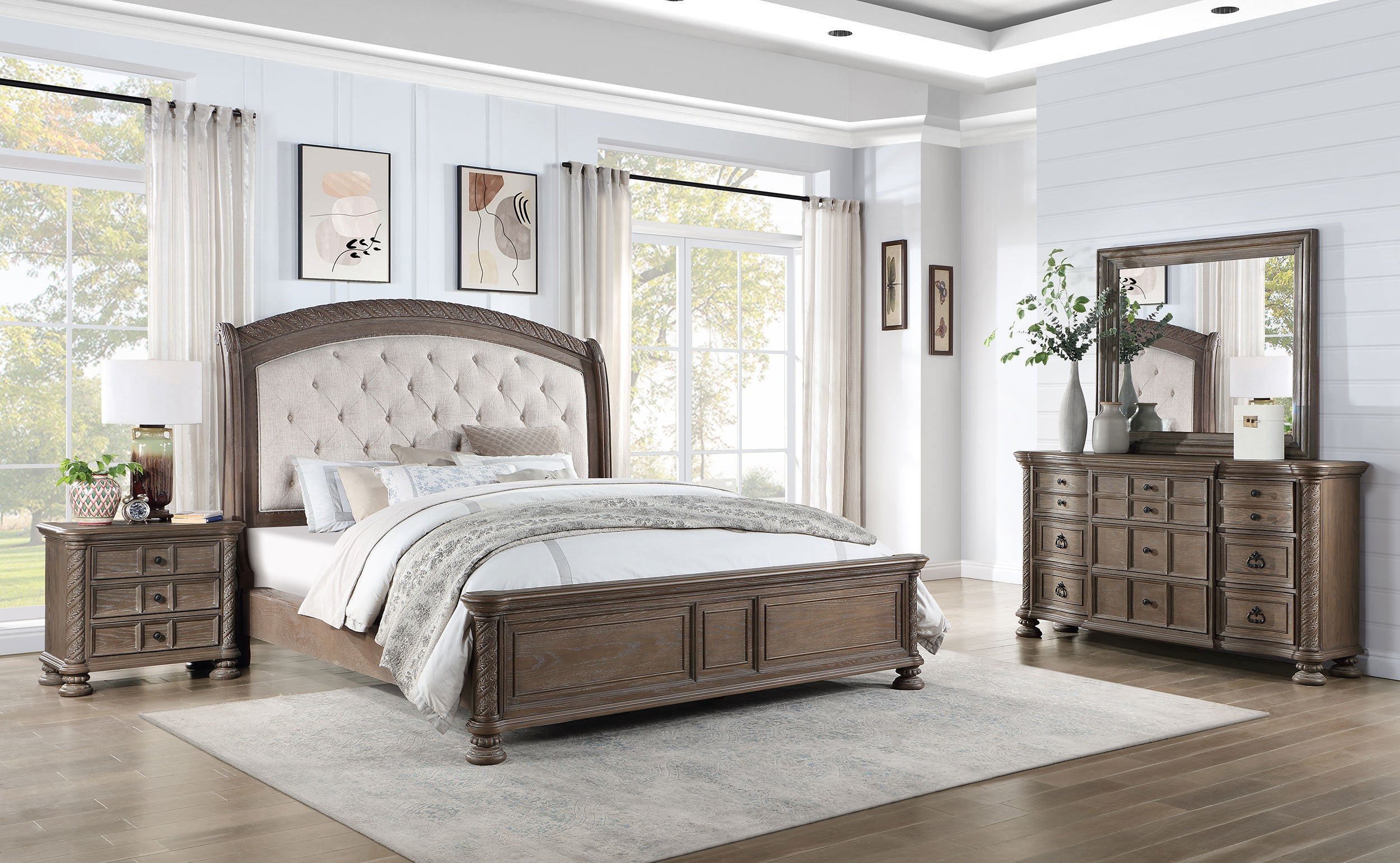 Coaster Emmett Bedroom Set Walnut and Beige Cal King Set of 5