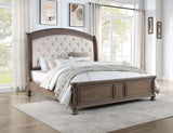 Coaster Emmett Tufted Headboard Panel Bed Walnut and Beige Cal king