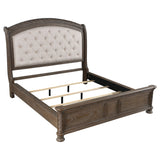 Coaster Emmett Tufted Headboard Panel Bed Walnut and Beige Queen