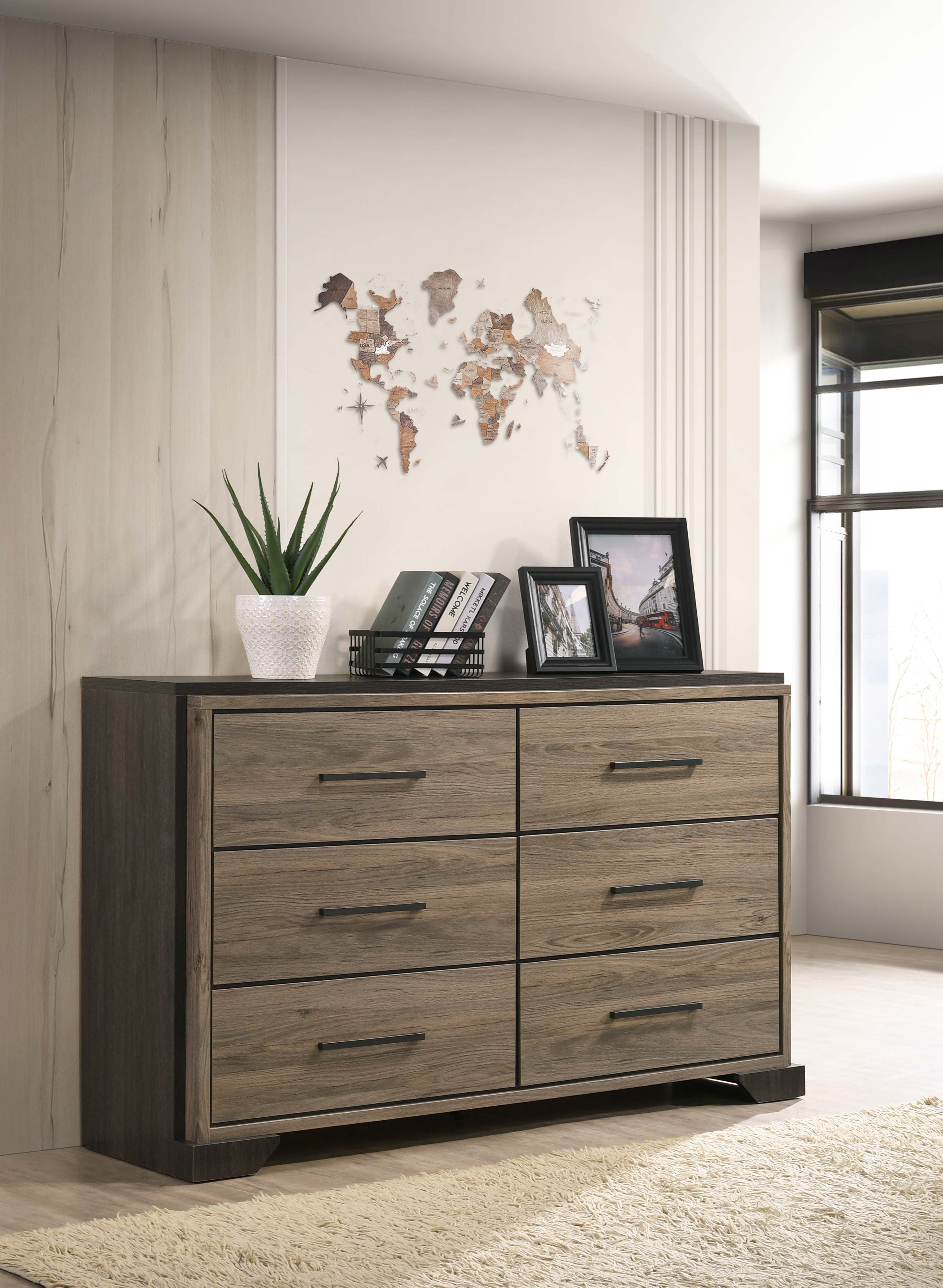 Coaster Baker 6-drawer Dresser with Mirror Brown and Light Taupe No Mirror