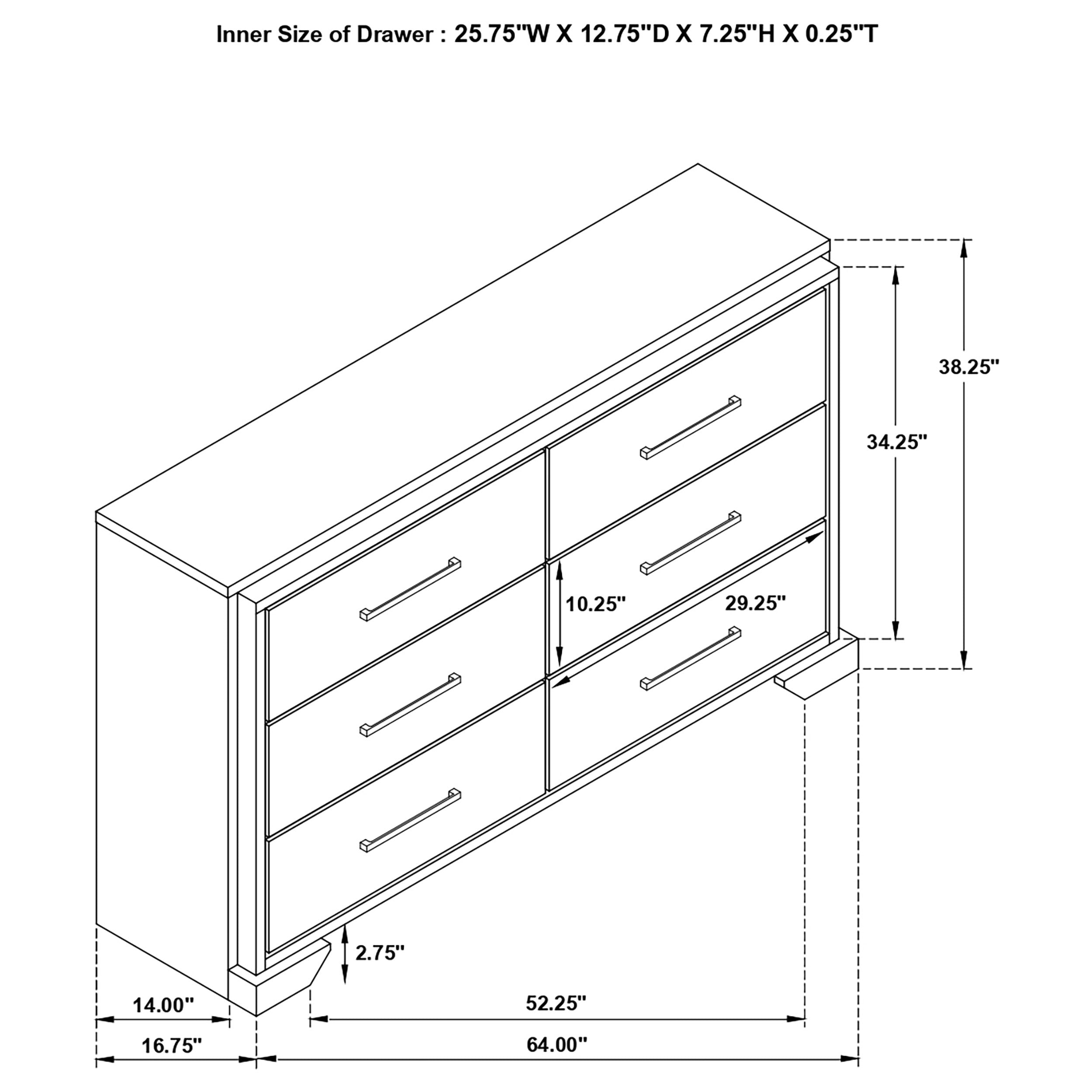 Coaster Baker 6-drawer Dresser with Mirror Brown and Light Taupe No Mirror