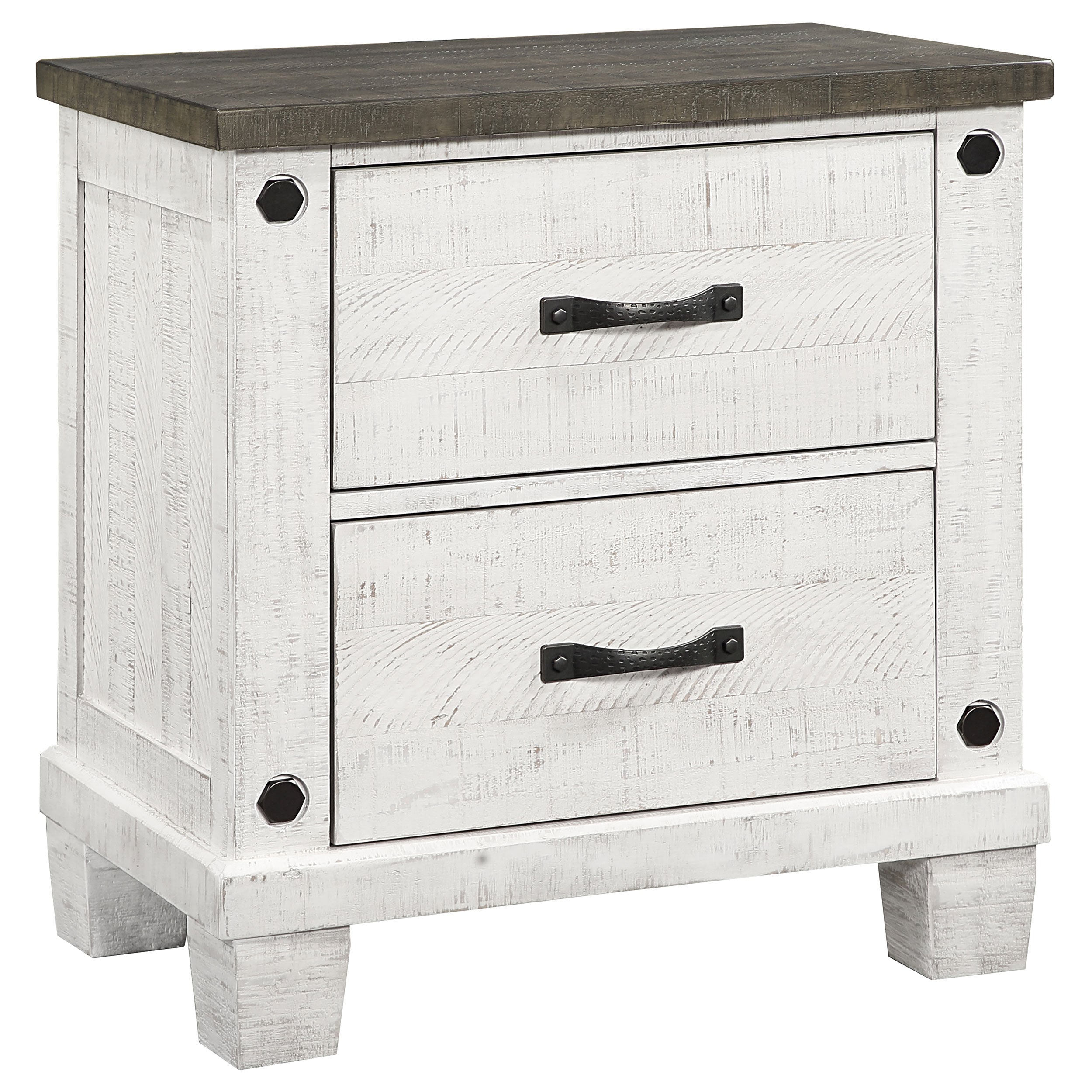 Coaster Lilith 2-drawer Nightstand Distressed Grey and White Default Title