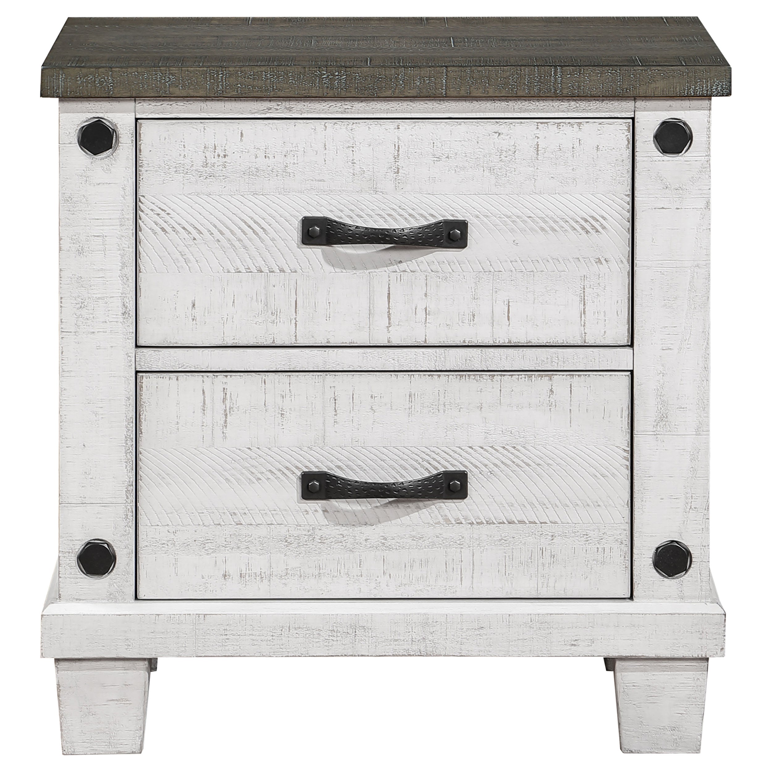 Coaster Lilith 2-drawer Nightstand Distressed Grey and White Default Title