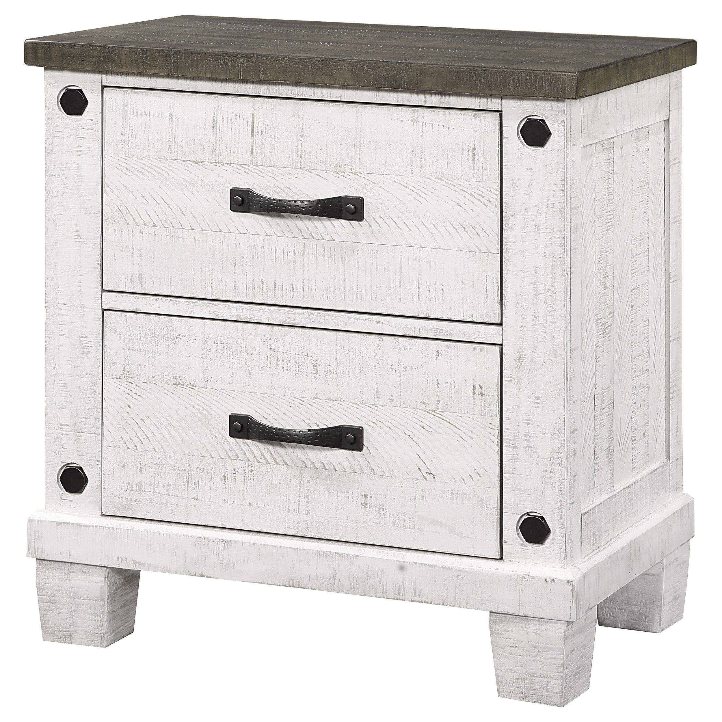 Coaster Lilith 2-drawer Nightstand Distressed Grey and White Default Title