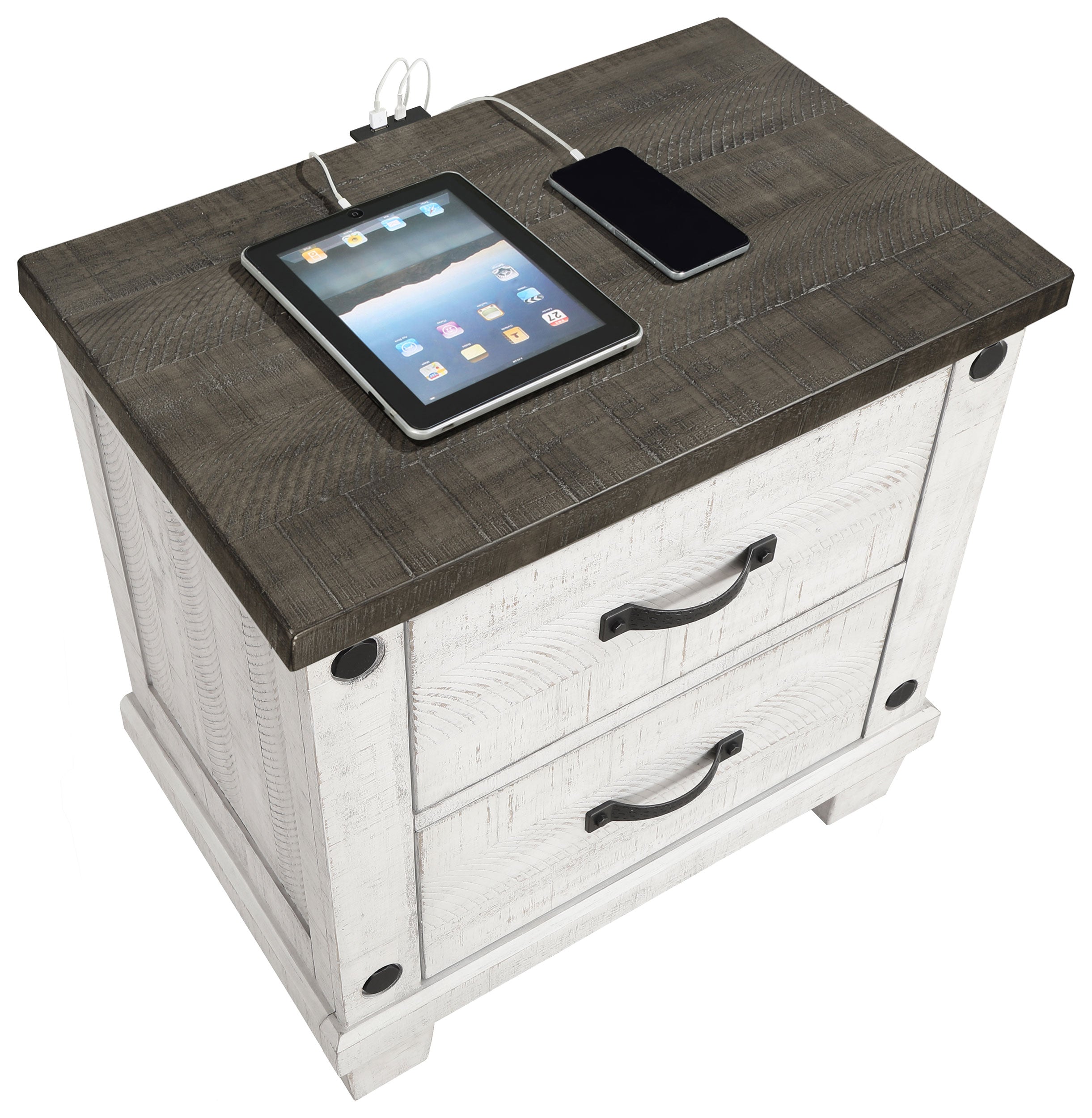 Coaster Lilith 2-drawer Nightstand Distressed Grey and White Default Title