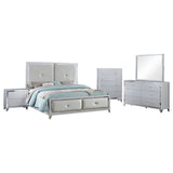 Coaster Larue Tufted Bedroom Set Silver Eastern King Set of 5