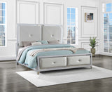 Coaster Larue Upholstered Tufted Panel Bed Silver Cal King