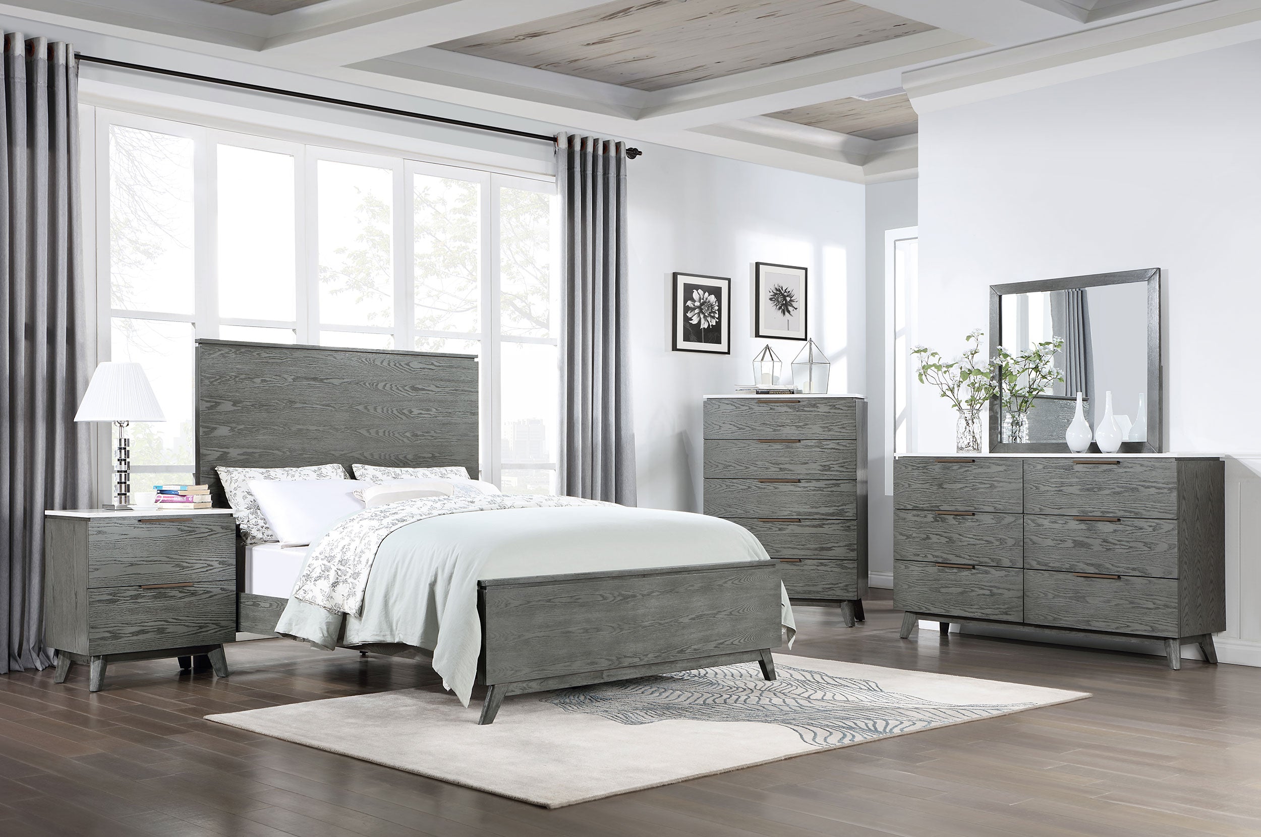 Coaster Nathan High Headboard Panel Bed Grey Cal King