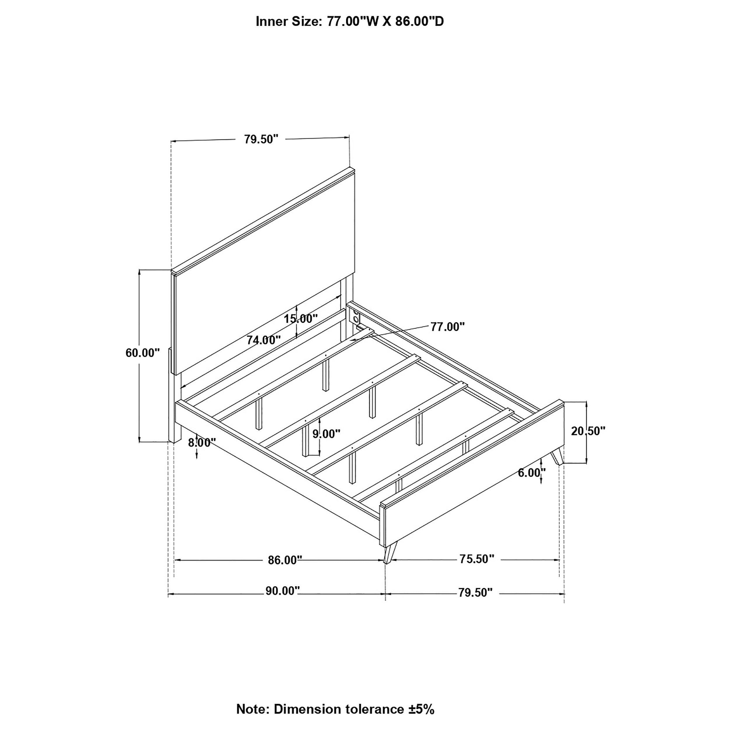 Coaster Nathan High Headboard Panel Bed Grey Cal King