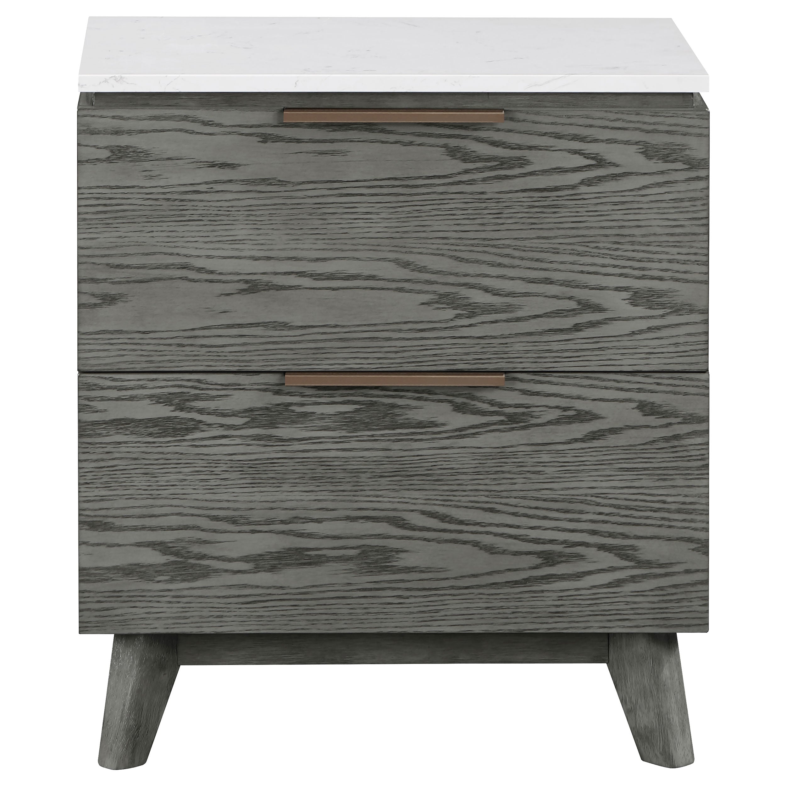 Coaster Nathan 2-drawer Nightstand with USB Port White Marble and Grey Default Title