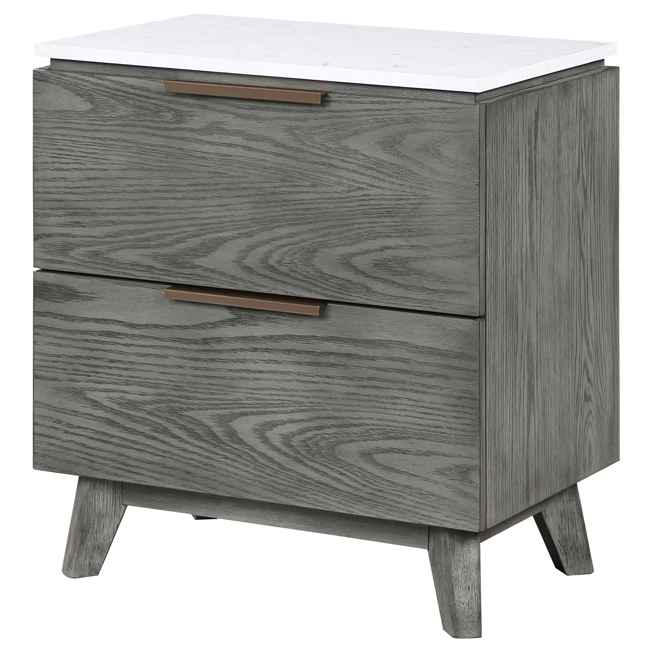 Coaster Nathan 2-drawer Nightstand with USB Port White Marble and Grey Default Title