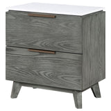 Coaster Nathan 2-drawer Nightstand with USB Port White Marble and Grey Default Title