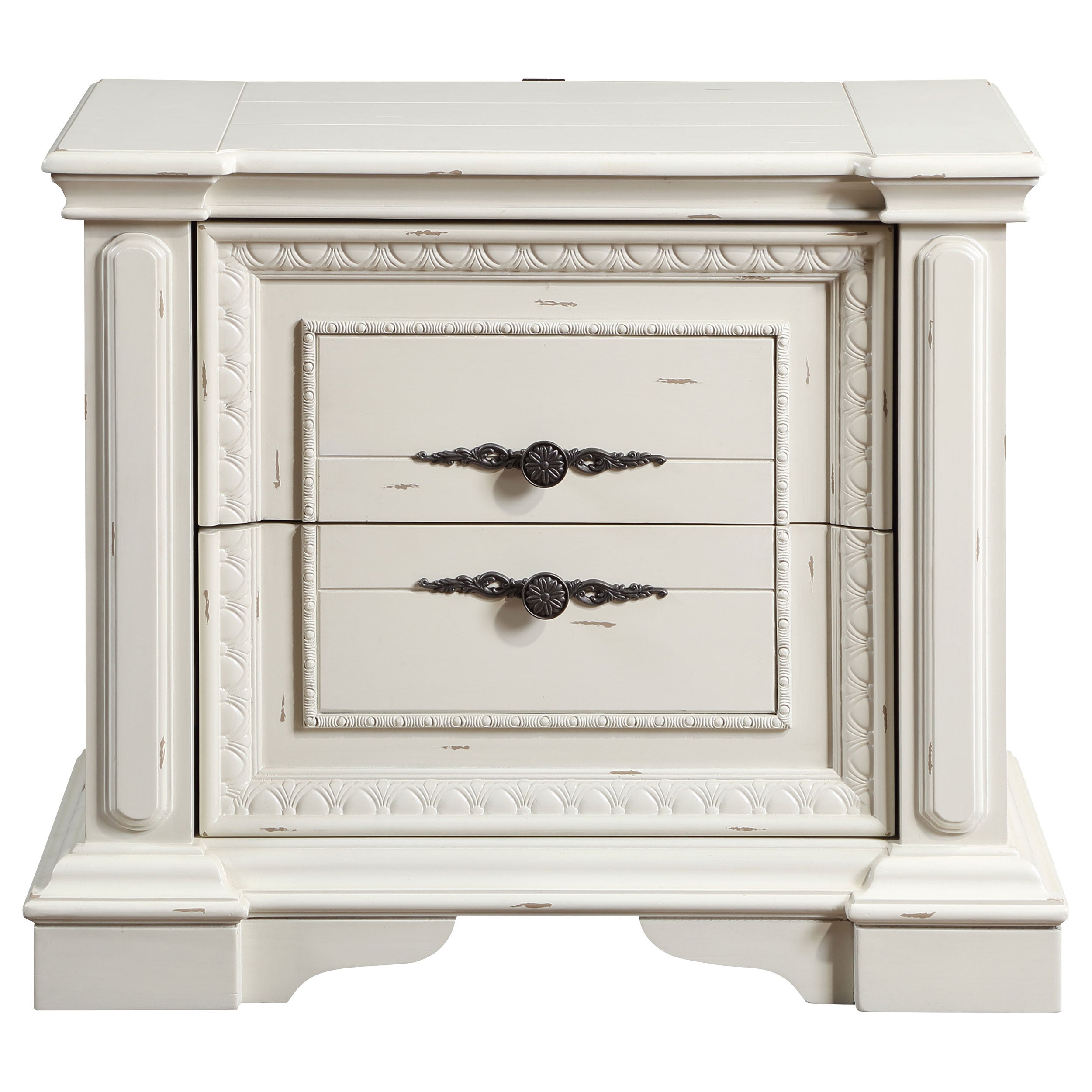 Coaster Evelyn 2-drawer Nightstand with USB Ports Antique White Default Title