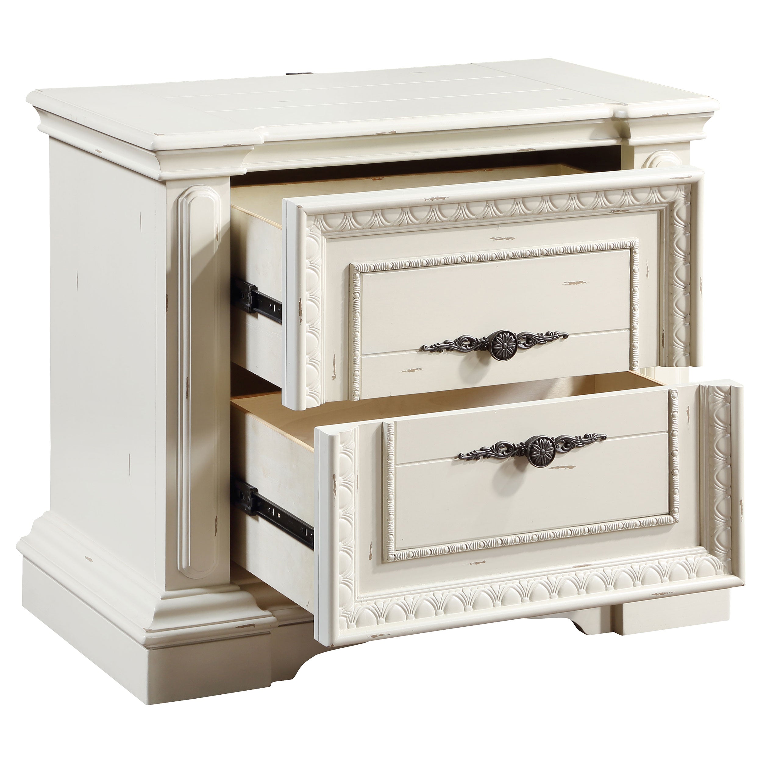 Coaster Evelyn 2-drawer Nightstand with USB Ports Antique White Default Title