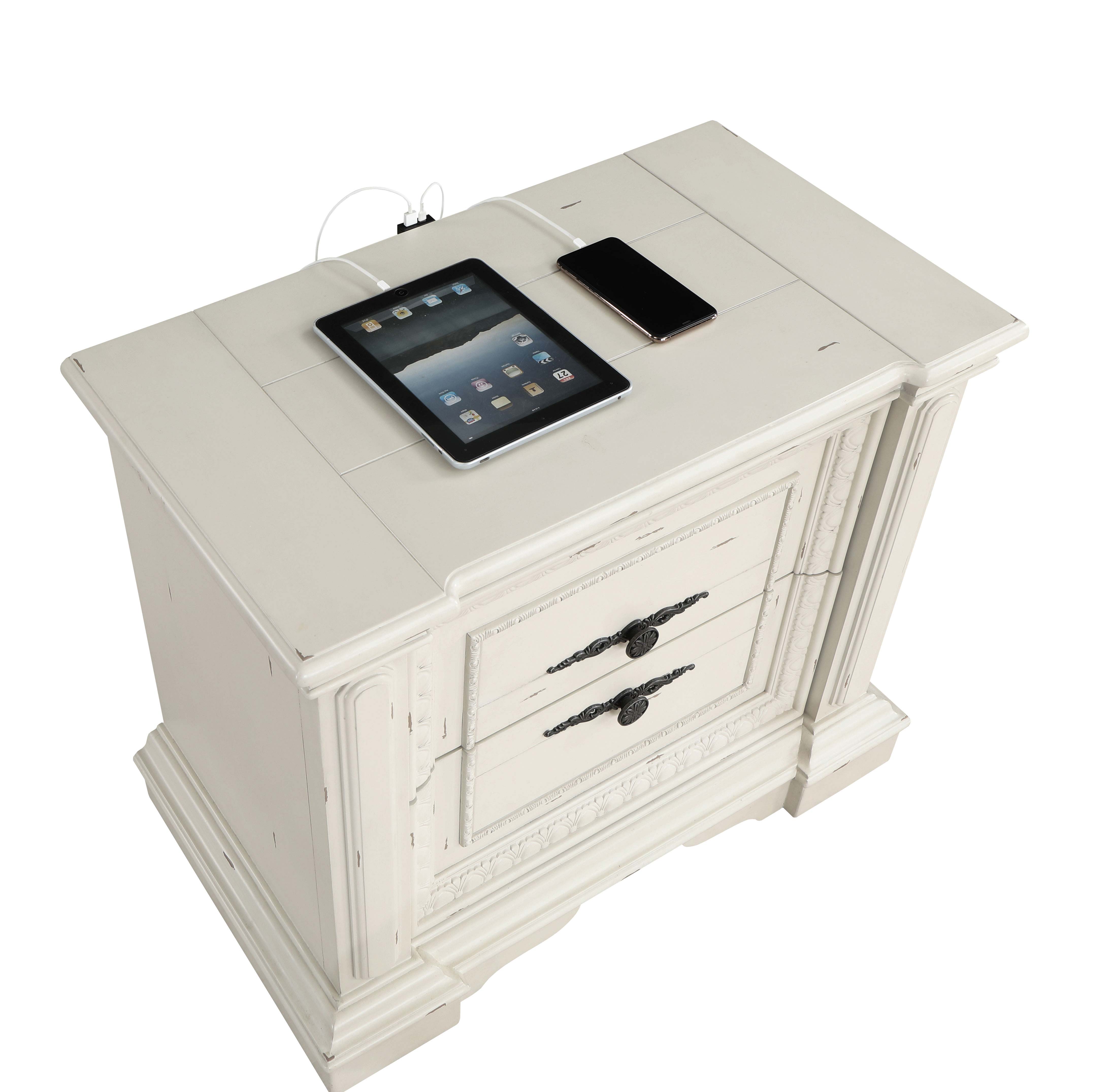 Coaster Evelyn 2-drawer Nightstand with USB Ports Antique White Default Title