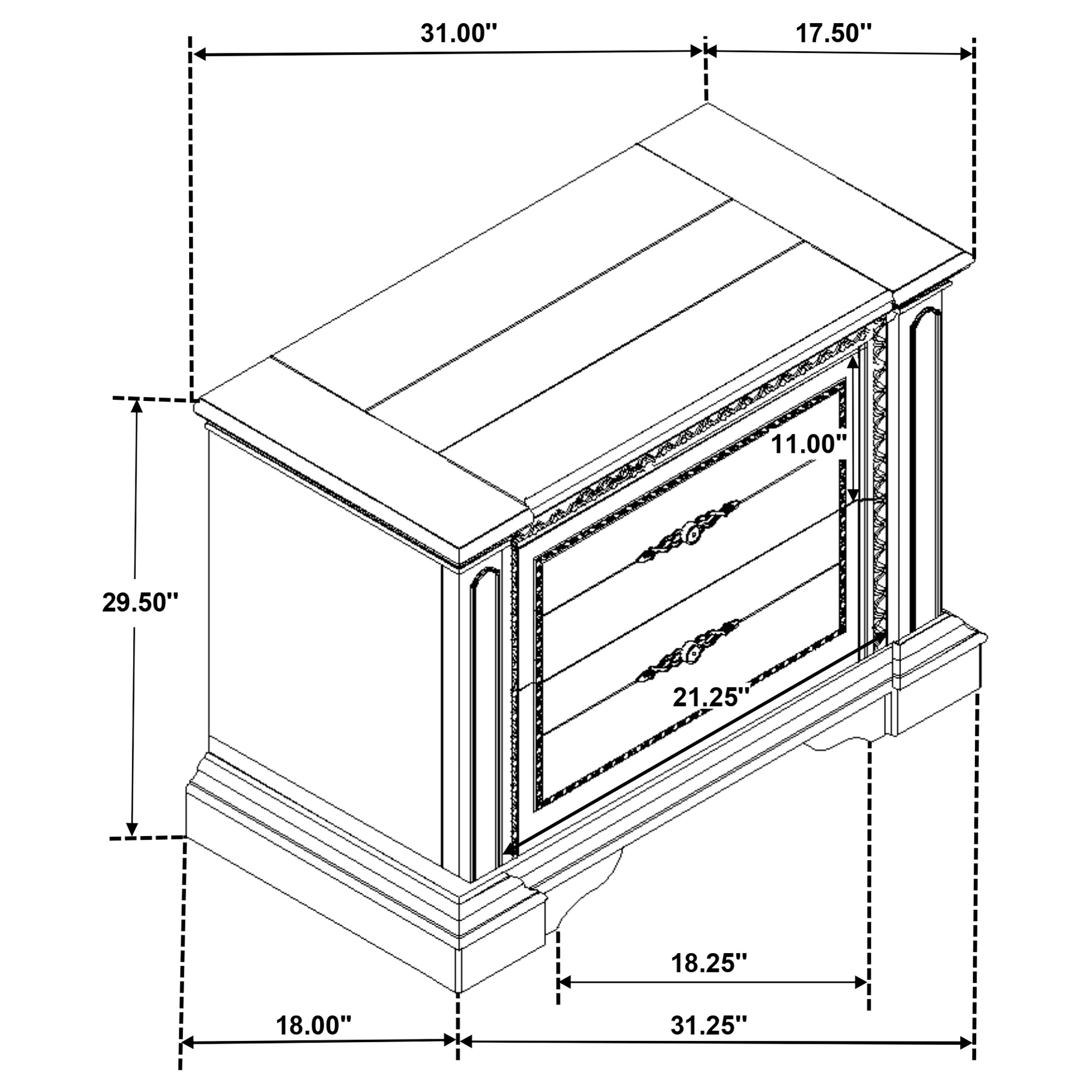 Coaster Evelyn 2-drawer Nightstand with USB Ports Antique White Default Title