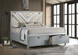 Coaster Veronica Platform Storage Bed with Upholstered LED Headboard Light Silver King