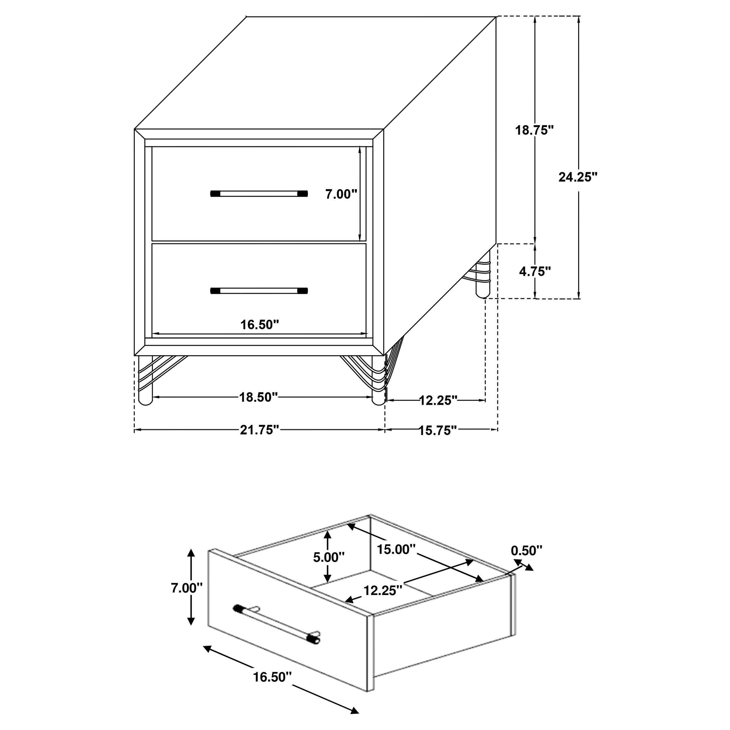 Coaster Lucia 2-drawer Nightstand Bedside Table White Default Title