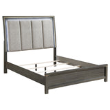 Coaster Kieran Panel Bed with Upholstered LED Headboard Grey Cal King