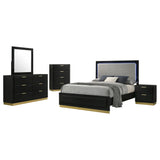 Coaster Caraway Bedroom Set with LED Headboard Black and Grey Eastern King Set of 5