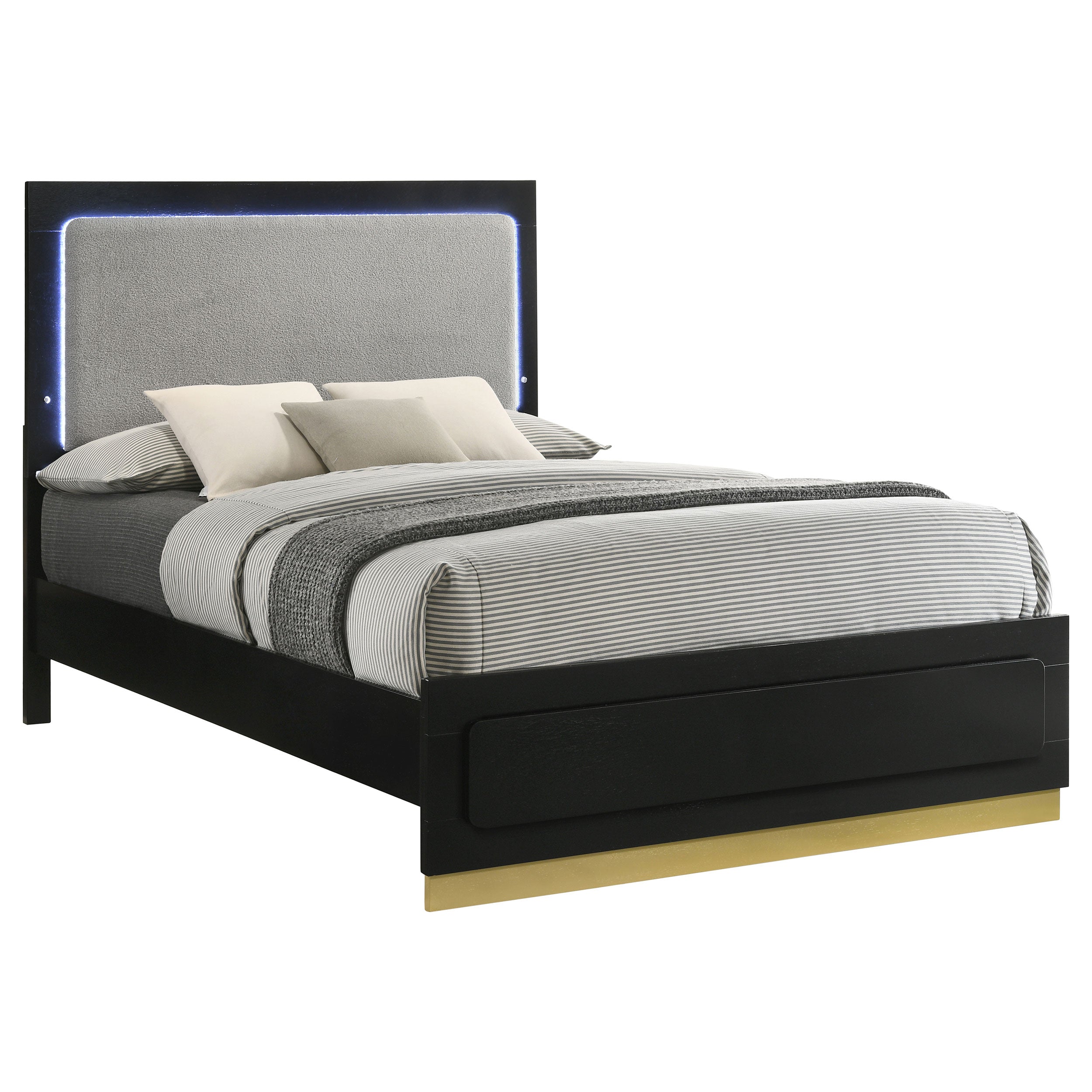 Coaster Caraway Bed with LED Headboard Black and Grey Cal King