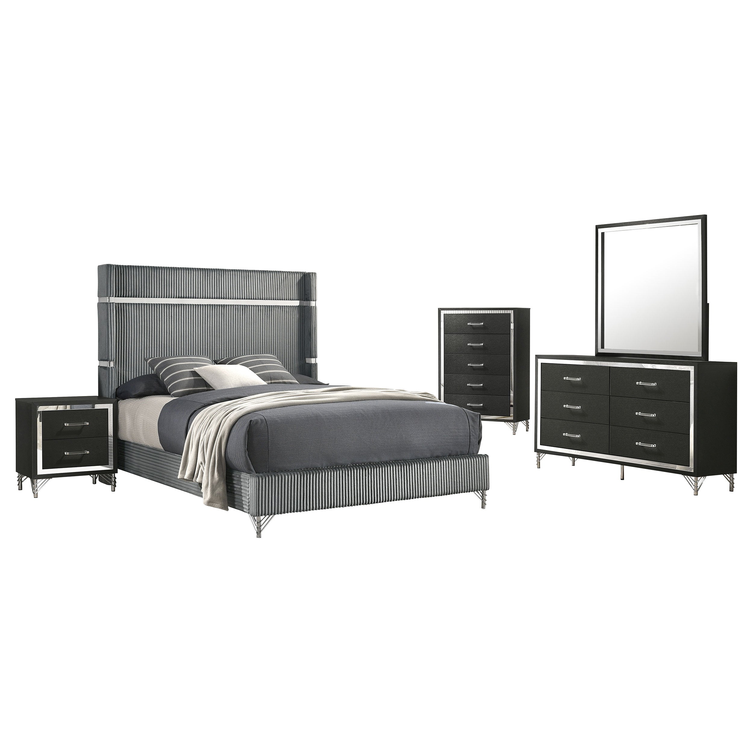 Lucia   Bedroom Set Grey and Black