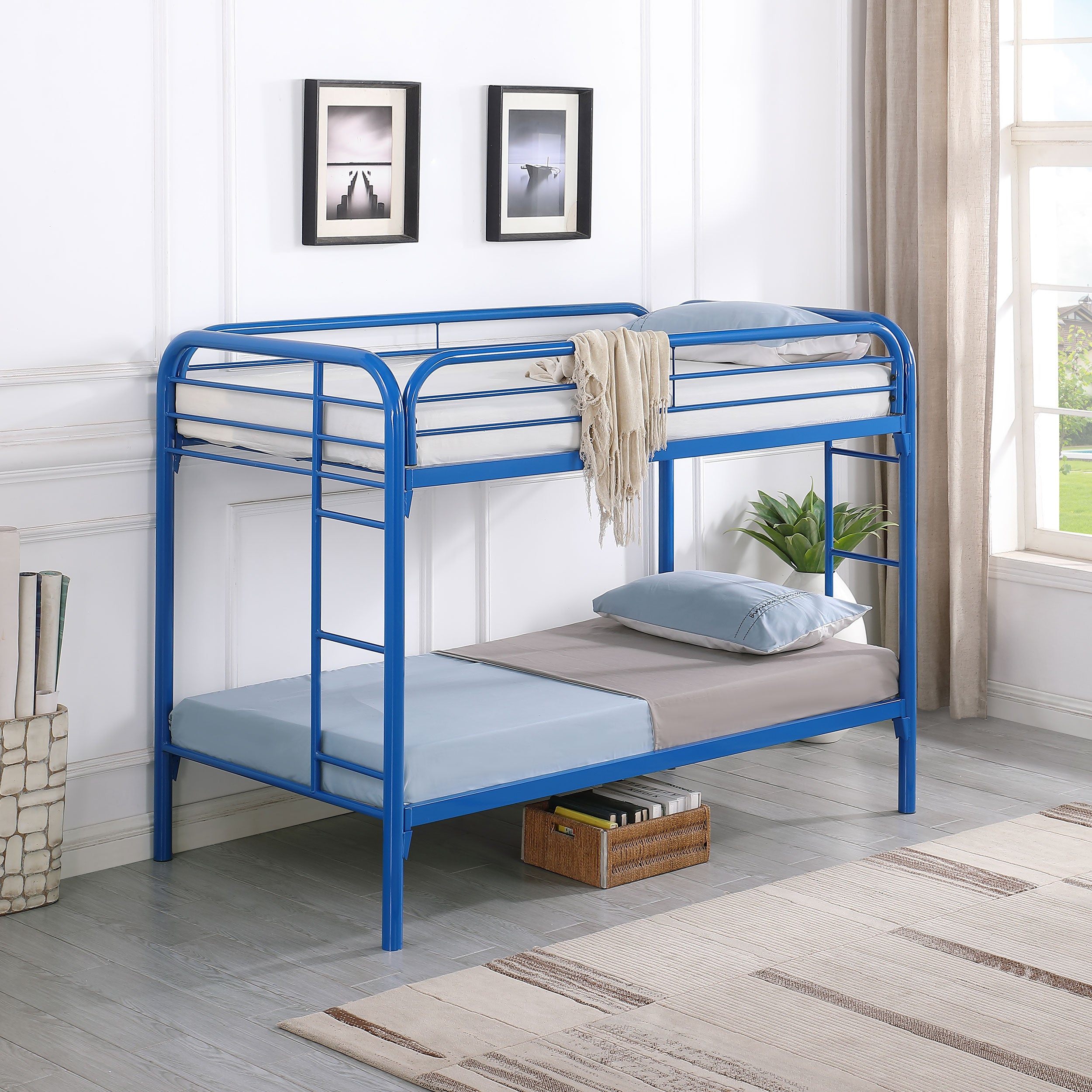 Coaster Morgan Twin Over Twin Bunk Bed Blue Default Title