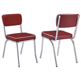 Coaster Retro Open Back Side Chairs Black and Chrome (Set of 2) Red