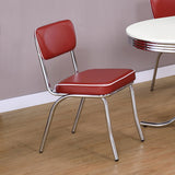 Coaster Retro Open Back Side Chairs Black and Chrome (Set of 2) Red