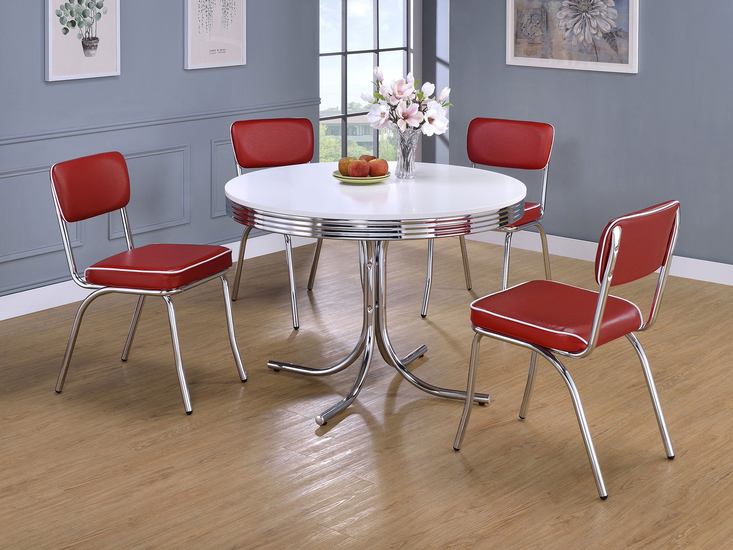 Coaster Retro Open Back Side Chairs Black and Chrome (Set of 2) Red